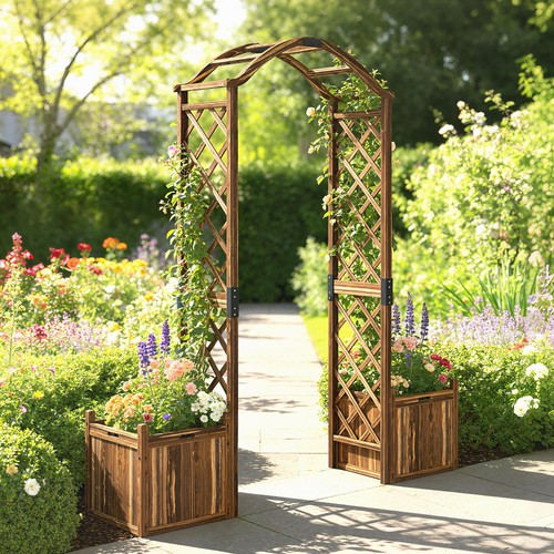 Wooden garden arch with - garden, 2