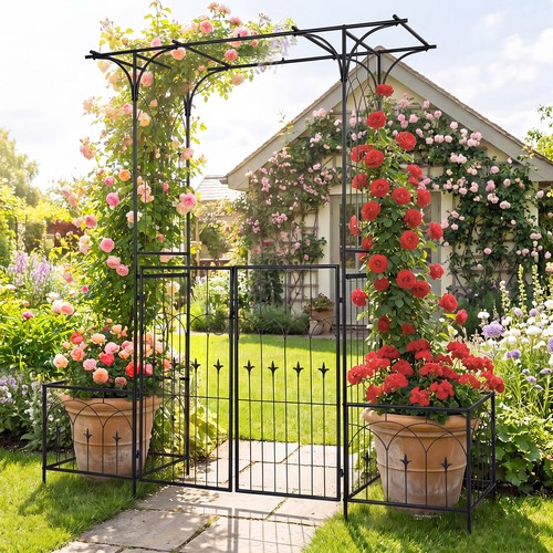 Garden arbor with gate and - with,